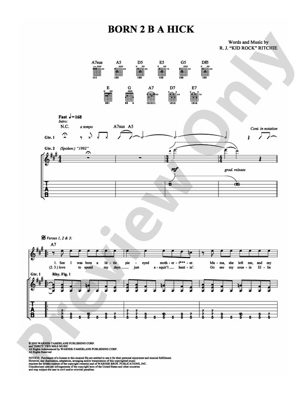 Born 2 B A Hick - Guitar TAB (Digital Download)