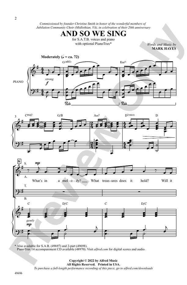 And So We Sing - SATB Choral Octavo (Digital Download)