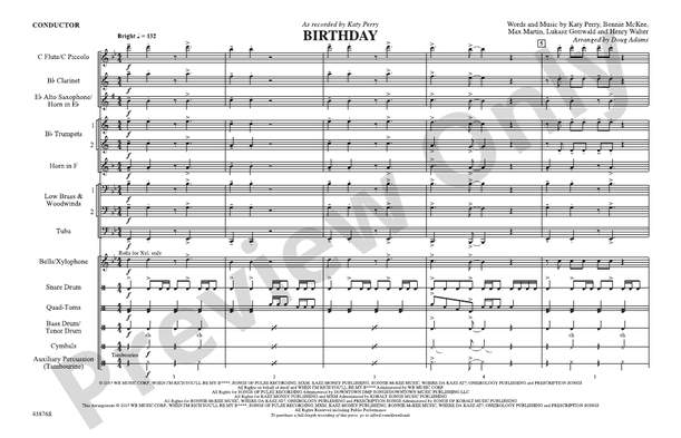 Birthday – Marching Band Conductor Score & Parts (Digital Download)