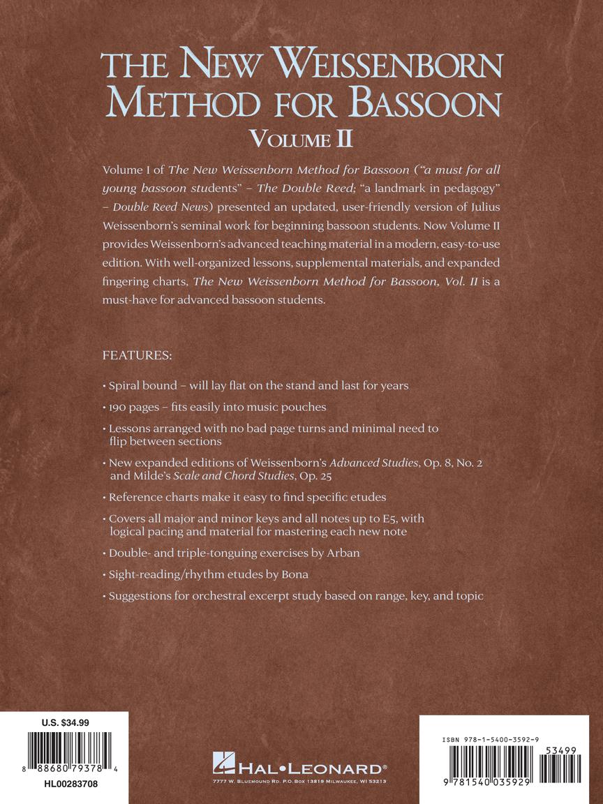 The New Weissenborn Method for Bassoon Vol. 2 - Hal Leonard