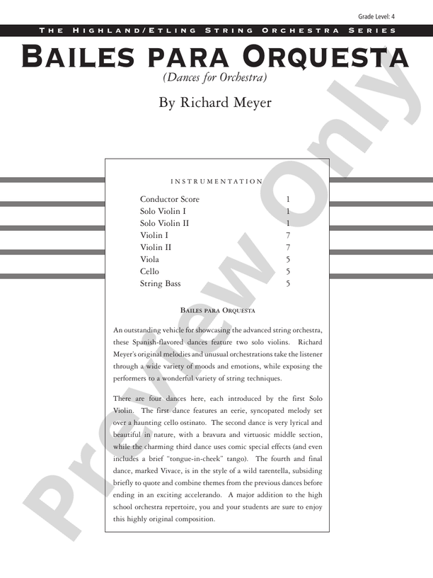 Bailes para Orquesta (For Two Solo Violins and String Orchestra) – String Orchestra Conductor Score & Parts (Digital Download)