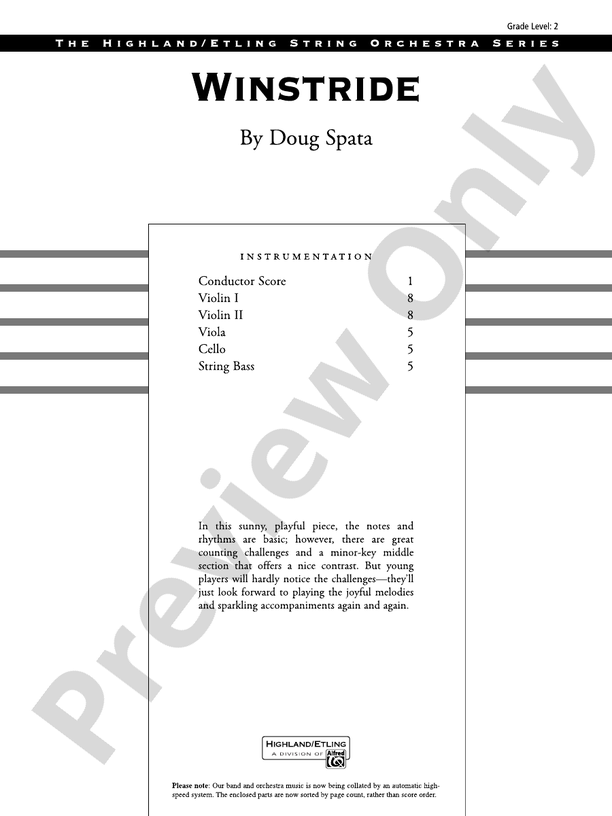 Winstride – String Orchestra Conductor Score & Parts (Digital Download)