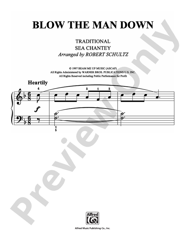 Blow the Man Down - Arr. Robert Schultz - Easy Piano (Digital Download)