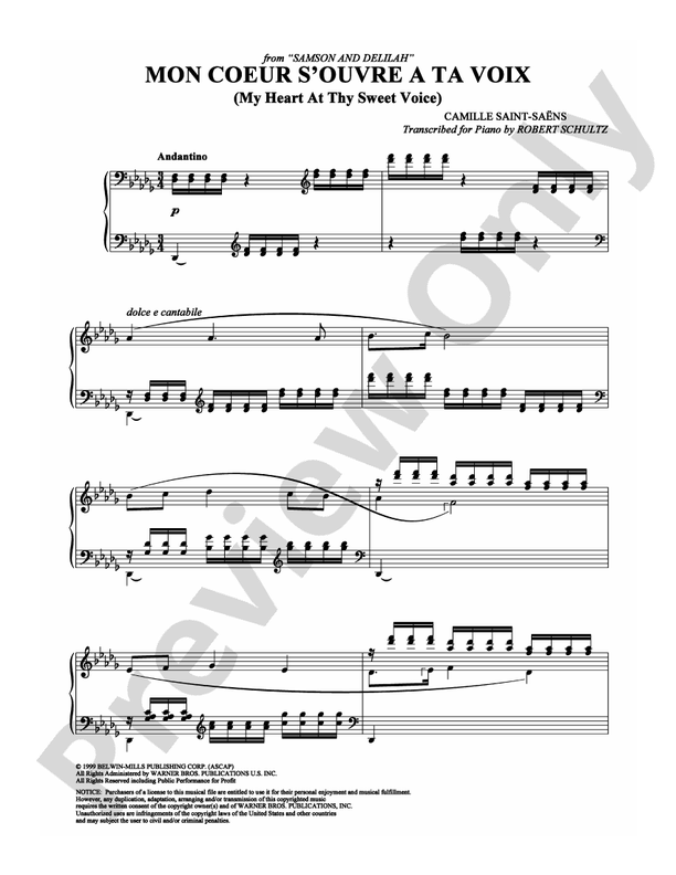 Saint-Saens - Mon Coeur S'Ouvre a Ta Voix - Piano (Digital Download)