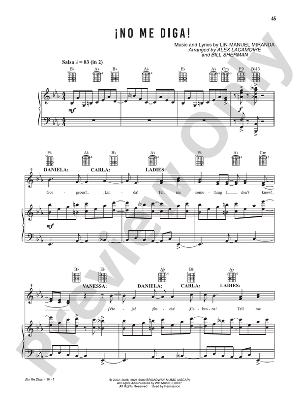 No Me Diga (Music from the Original Motion Picture Soundtrack, In The Heights) - PVG (Digital Download)