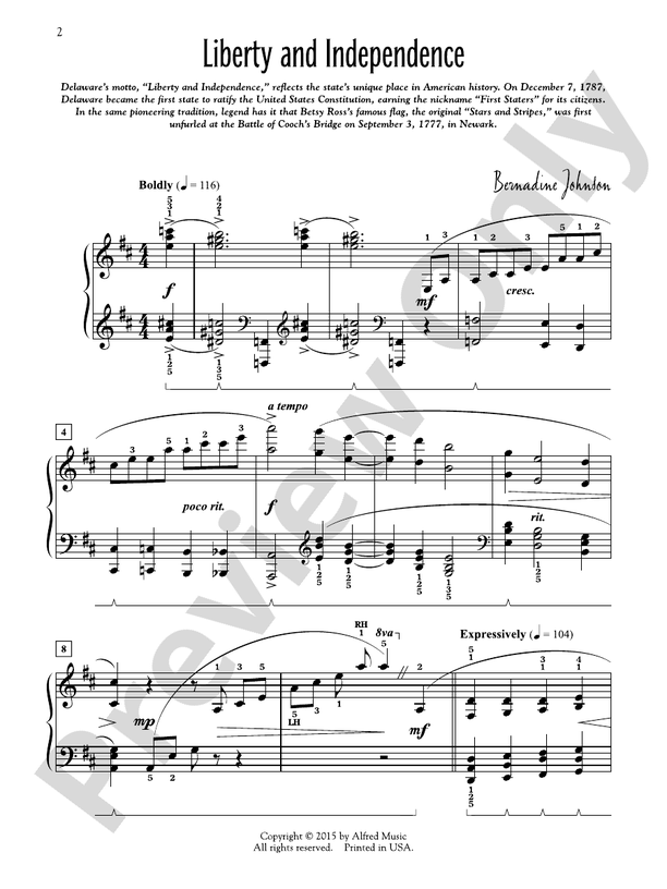 Delaware: The First State - Piano Suite - Piano (Digital Download)