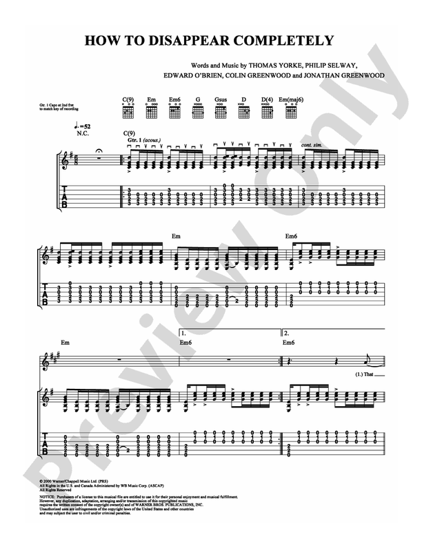 How to Disappear Completely - Guitar TAB (Digital Download)
