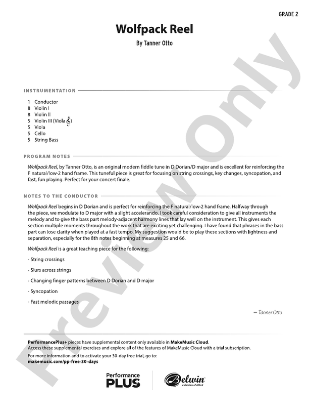 Wolfpack Reel – String Orchestra Conductor Score & Parts (Digital Download)