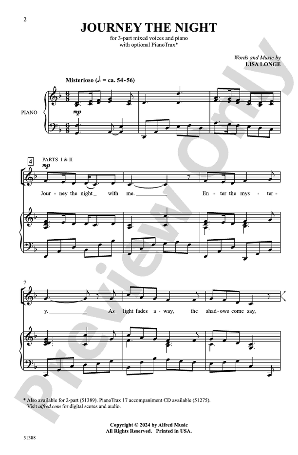 Journey the Night - 3 Part Mixed Choral Octavo (Digital Download)