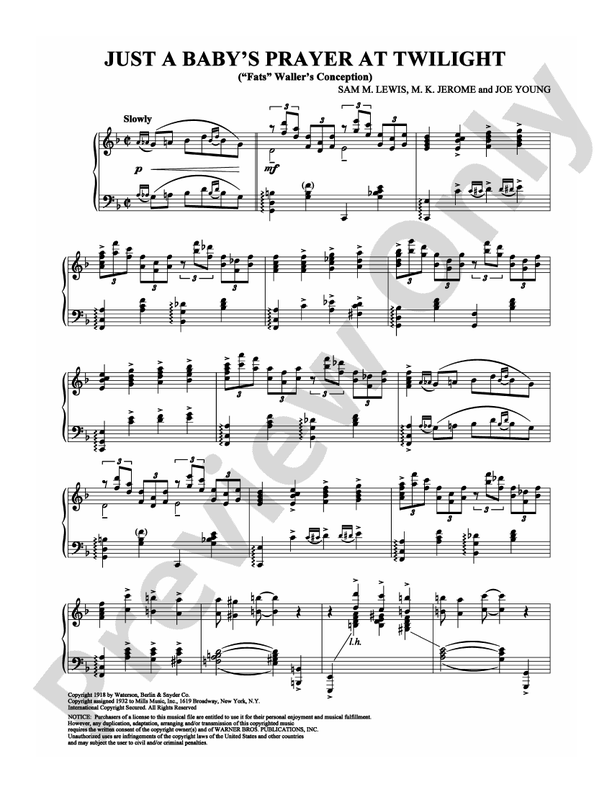 Just a Baby's Prayer at Twilight (''Fats'' Waller's Conception) - Piano (Digital Download)