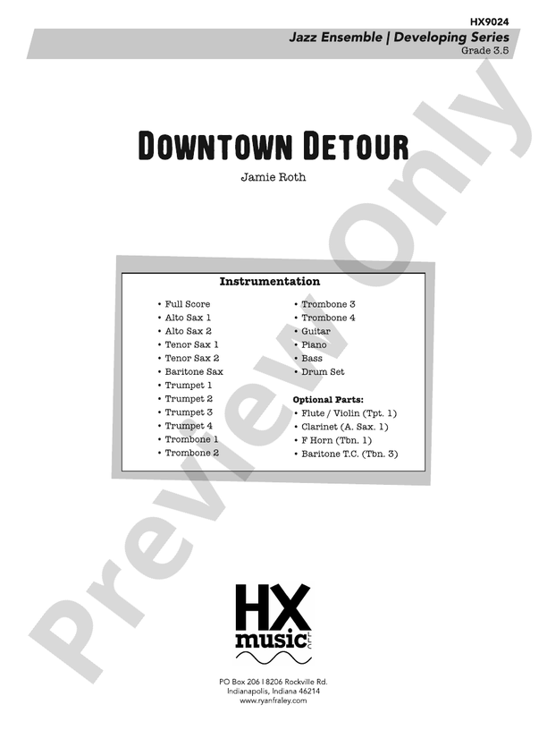Downtown Detour – Jazz Ensemble Conductor Score & Parts (Digital Download)