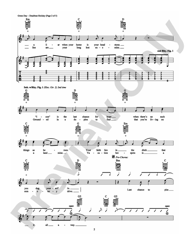 Deadbeat Holiday - Guitar TAB (Digital Download)