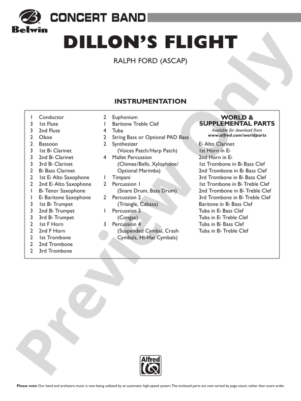 Dillon's Flight - Concert Band Conductor Score & Parts (Digital Download)