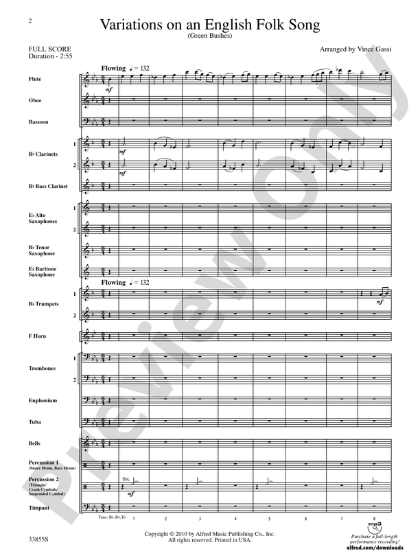 Variations on an English Folk Song - Concert Band Conductor Score & Parts (Digital Download)