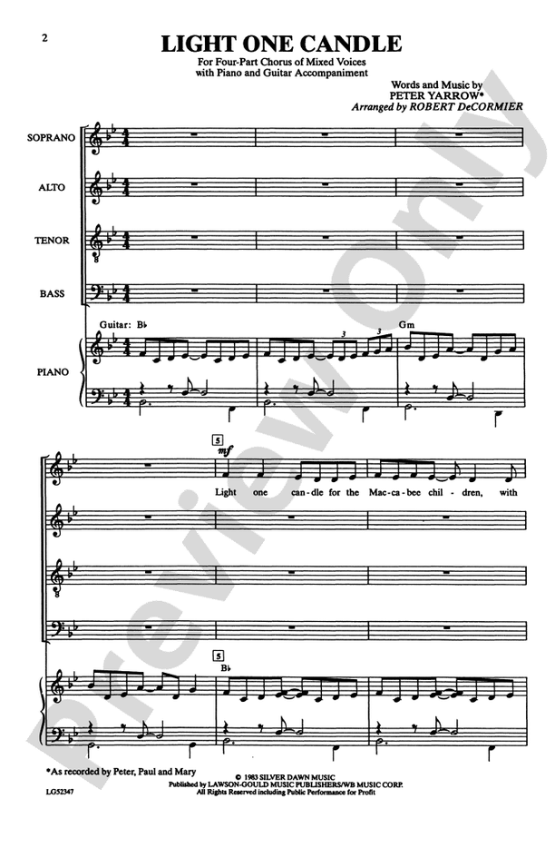 Light One Candle – SATB Choral Octavo (Digital Download)