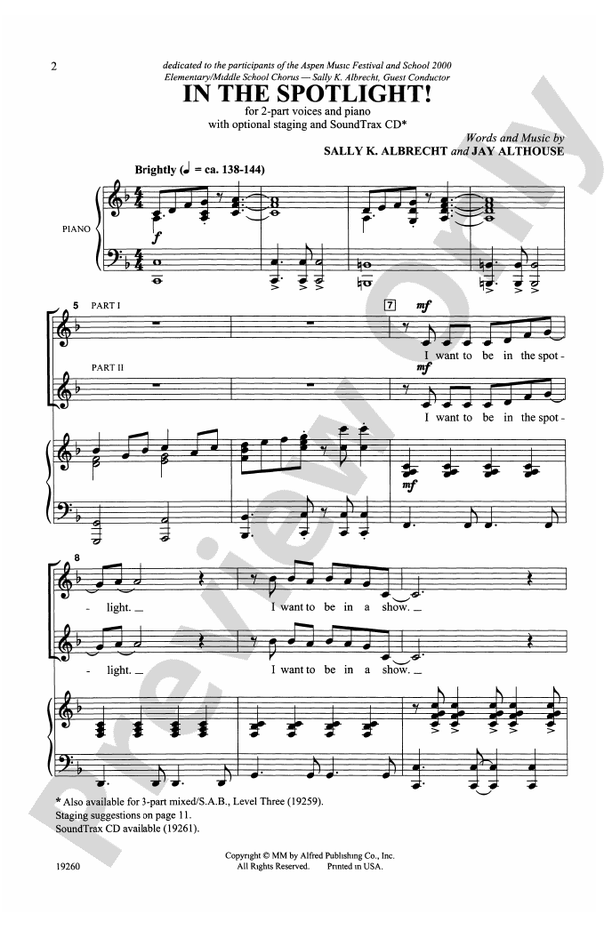 In the Spotlight! – 2-Part (with Opt. Staging) Choral Octavo (Digital Download)