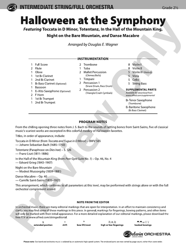 Halloween at the Symphony - Full Orchestra Conductor Score & Parts (Digital Download)