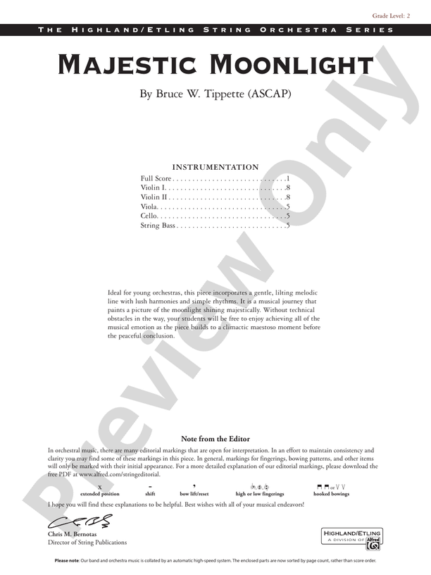 Majestic Moonlight - String Orchestra Conductor Score & Parts (Digital Download)