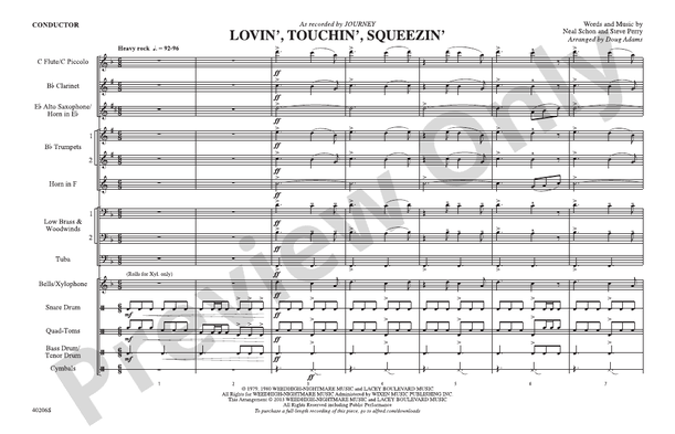 Lovin', Touchin', Squeezin' – Marching Band Conductor Score & Parts (Digital Download)