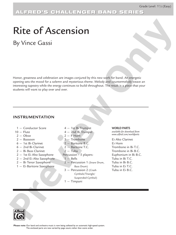 Rite of Ascension - Concert Band Conductor Score & Parts (Digital Download)