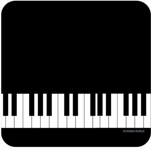 Music Coasters Black with Piano Keys Square