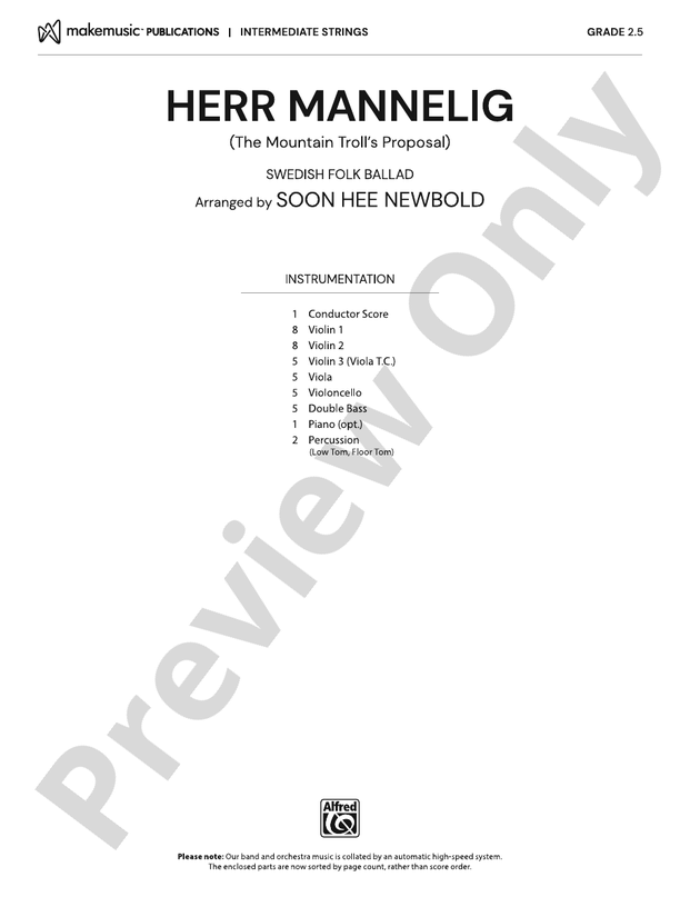 Herr Mannelig – String Orchestra Conductor Score & Parts (Digital Download)