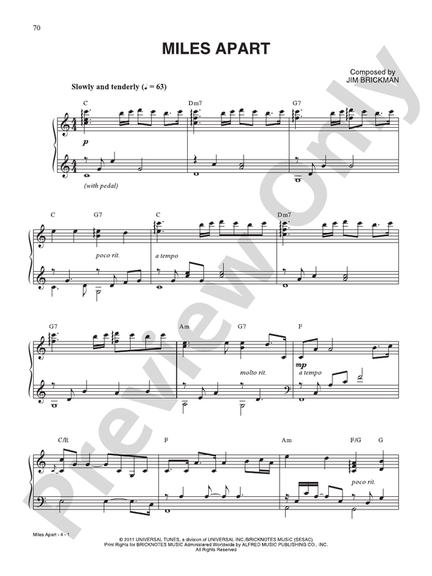 Miles Apart - Piano (Digital Download)