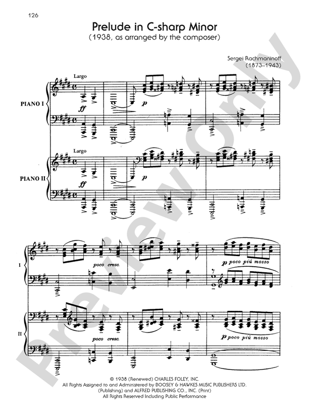 Prelude in C-Sharp Minor - 2 Pianos, 4 Hands (Digital Download)