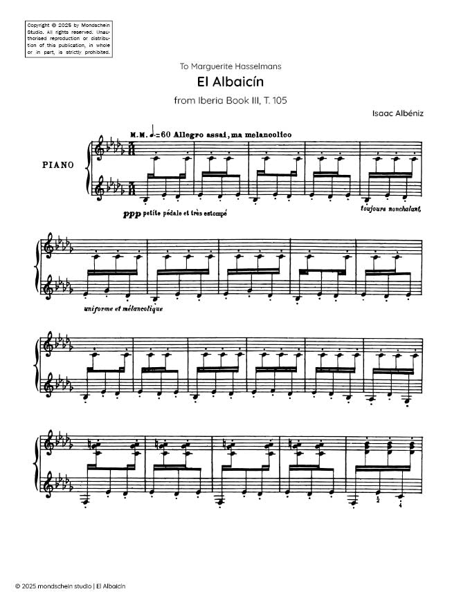 Albeniz - El Albaicin from Iberia Book III, T. 105 - Piano (Digital Download)