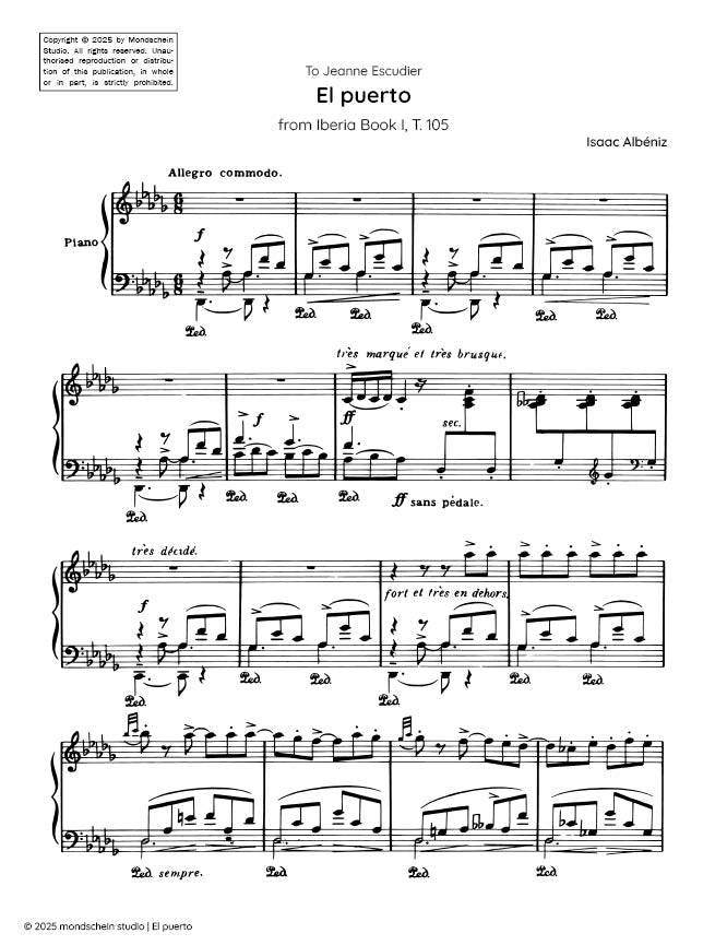 Albeniz - El puerto from Iberia Book I, T. 105 - Piano (Digital Download)