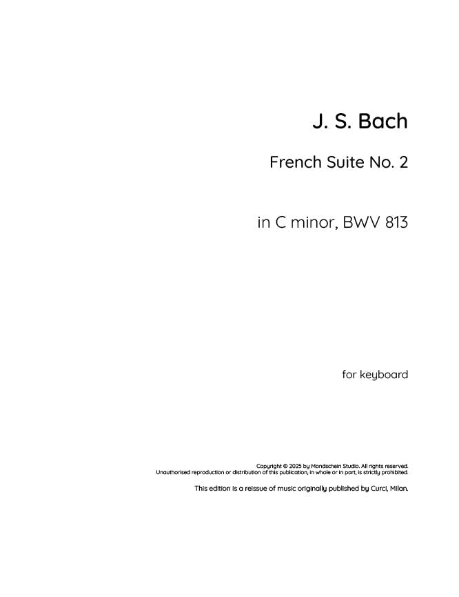 Bach - French Suite No. 2 in C minor, BWV 813 - Mondschein Studio - Piano (Digital Download)