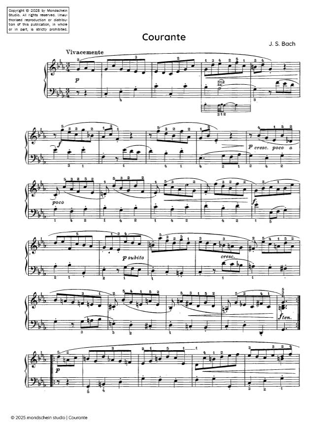 Bach - Courante from French Suite No. 2 in C minor, BWV 813 - Mondschein Studio - Piano (Digital Download)