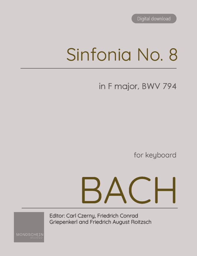 Bach - Sinfonia No. 8 in F major, BWV 794 - Mondschein Studio - Piano (Digital Download)