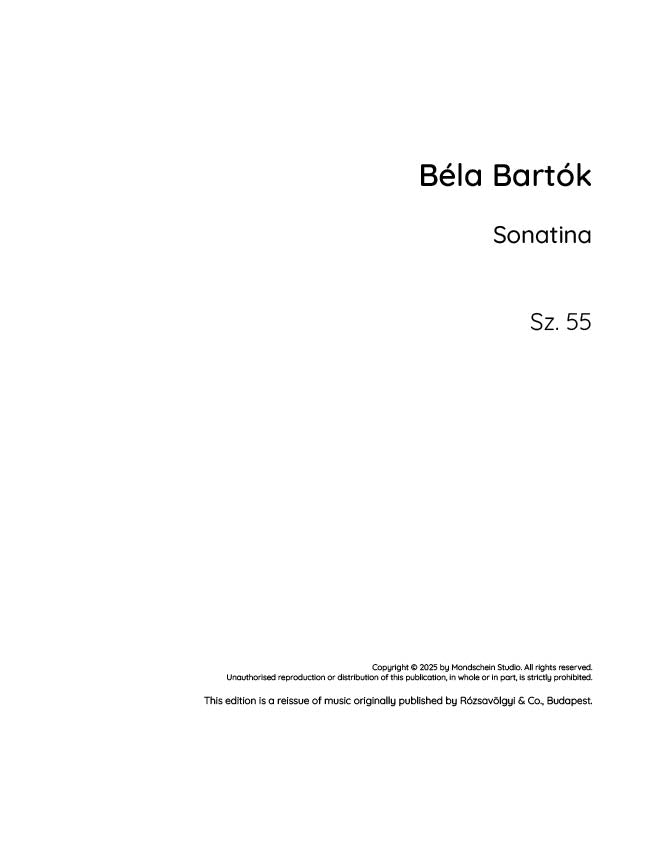 Bartok - Sonatina, Sz. 55 - Mondschein Studio - Piano (Digital Download)