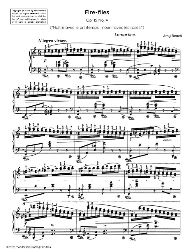 Beach - Fire-flies, No. 4 from Four Sketches, Op. 15 - Mondschein Studio - Piano (Digital Download)