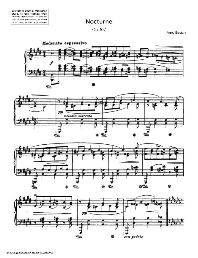 Beach - Nocturne, Op. 107 - Mondschein Studio - Piano (Digital Download)