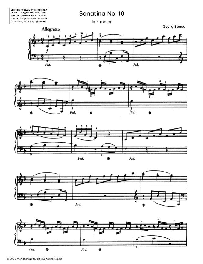 Benda - Sonatina No. 10 in F major - Mondschein Studio - Piano (Digital Download)