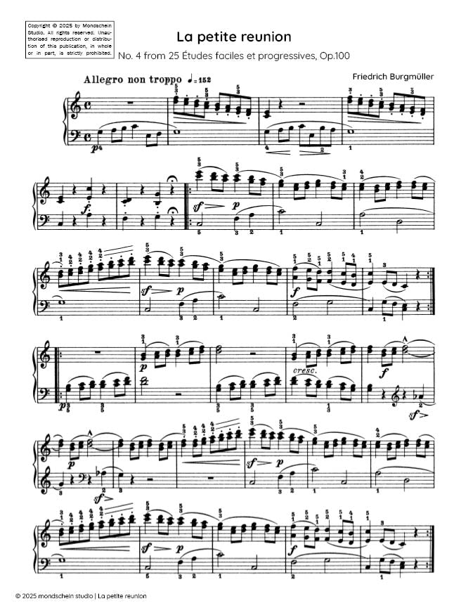 Burgmuller - La petite reunion, Op. 100, No. 4 - Mondschein Studio - Piano (Digital Download)