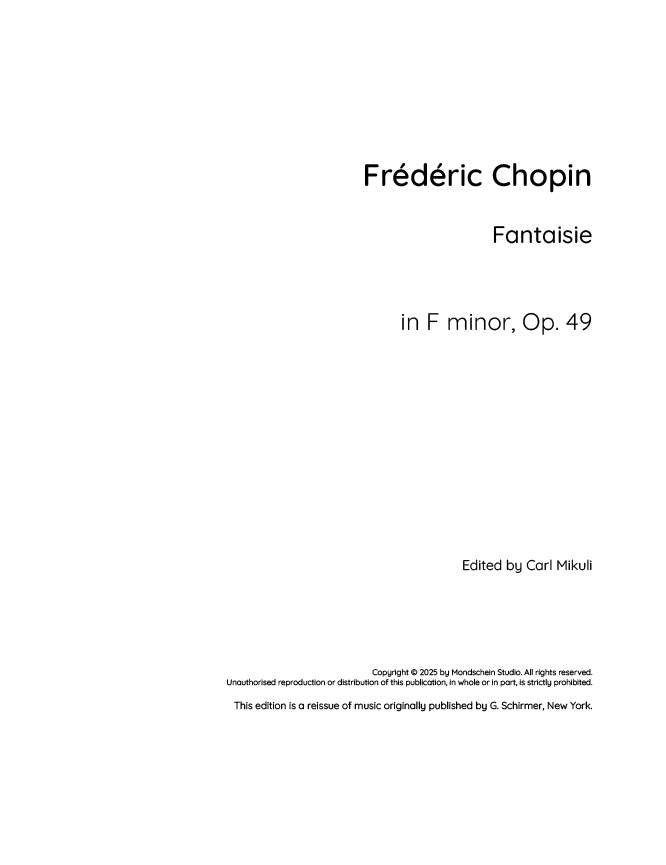 Chopin - Fantaisie, Op.49 - Mondschein Studio - Piano (Digital Download)