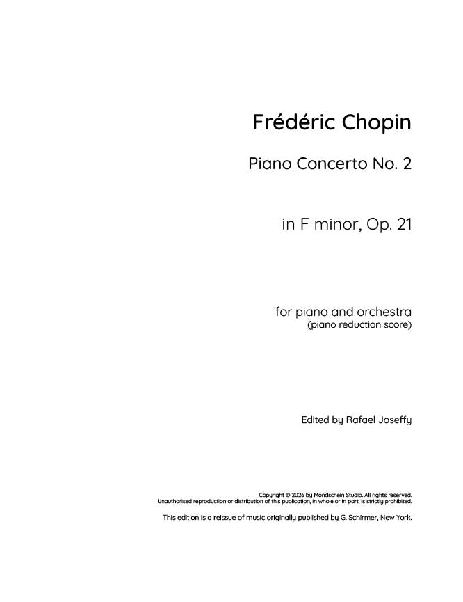 Chopin - Piano Concerto No. 2 in F minor, Op. 21 - Mondschein Studio - Piano (Digital Download)