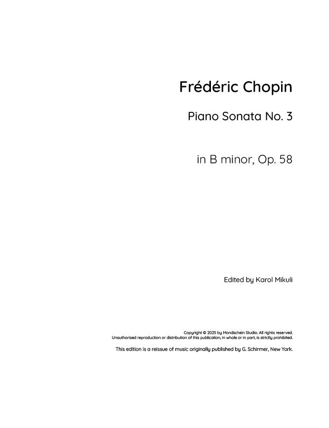 Chopin - Piano Sonata No. 3 in B minor, Op. 58 - Mondschein Studio - Piano (Digital Download)