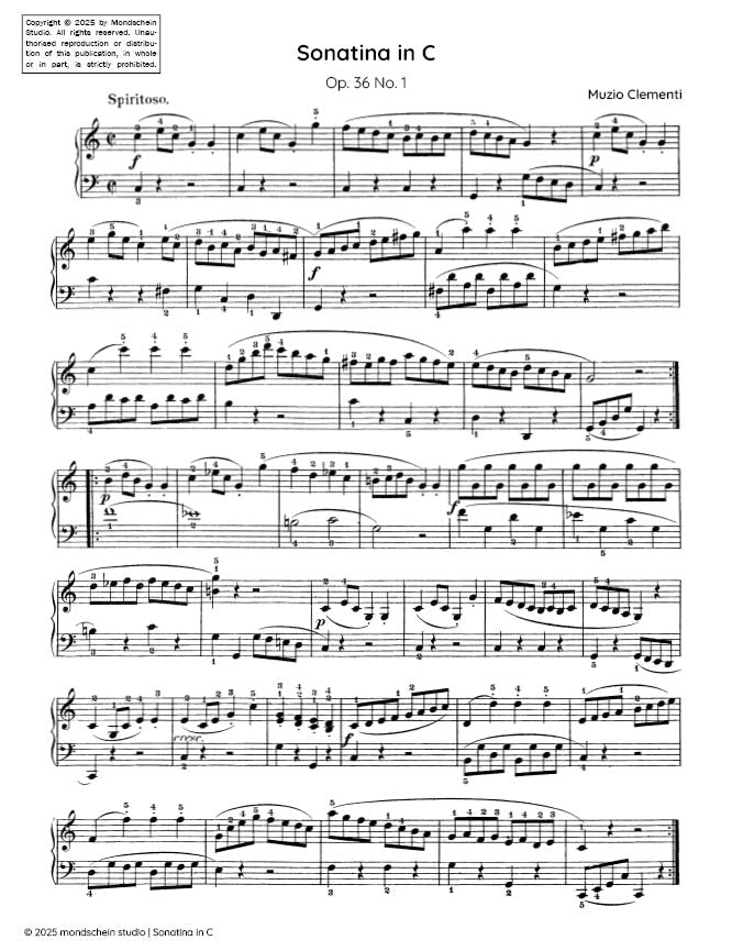 Clementi - Sonatina in C major, Op. 36 No. 1 - Mondschein Studio - Piano (Digital Download)