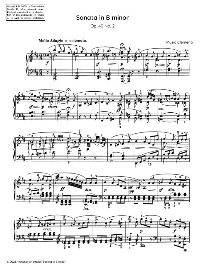 Clementi - Sonata in B minor, Op. 40 No. 2 - Piano (Digital Download)