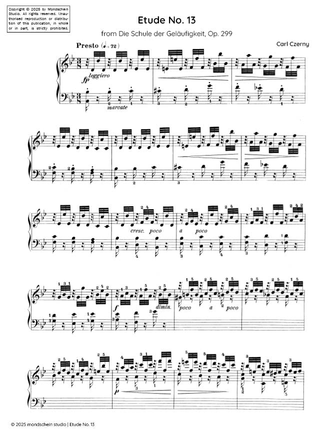 Czerny - Etude No. 13, Op. 299 - Mondschein Studio - Piano (Digital Download)