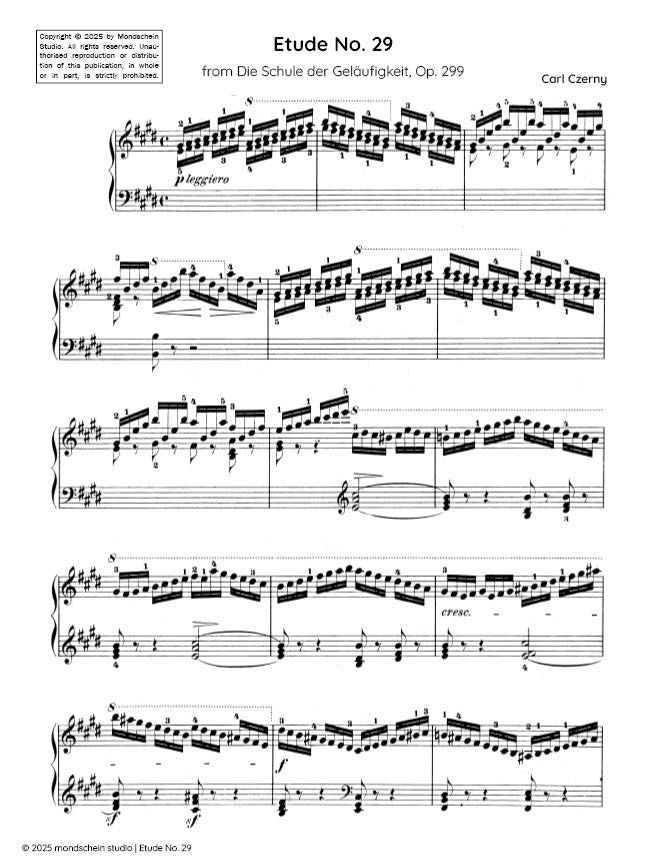 Czerny - Etude No. 29 from Die Schule der Gelaufigkeit, Op. 299 - Mondschein Studio - Piano (Digital Download)