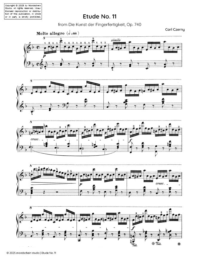 Czerny - Etude Op. 740, No. 11 - Mondschein Studio - Piano (Digital Download)
