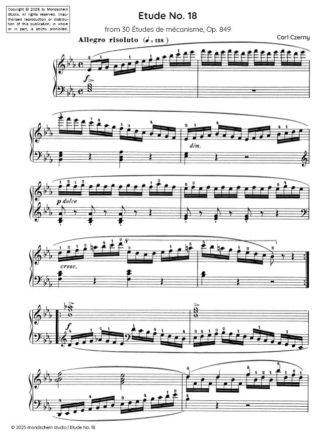 Czerny - Etude Op. 849, No. 18 - Mondschein Studio - Piano (Digital Download)