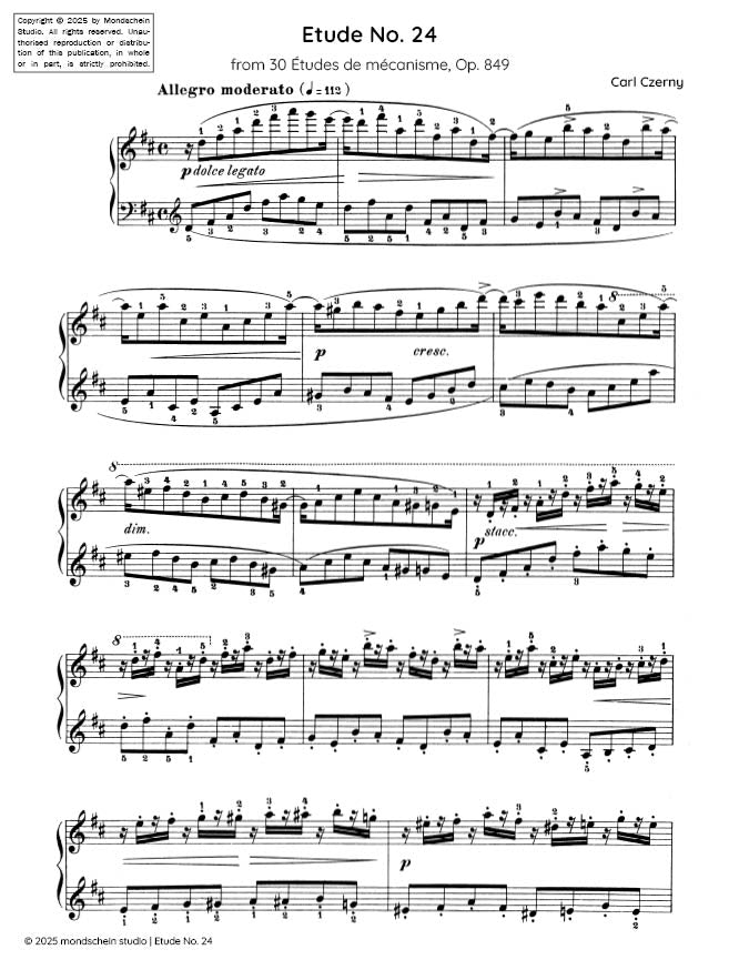 Czerny - Etude Op. 849, No. 24 - Mondschein Studio - Piano (Digital Download)