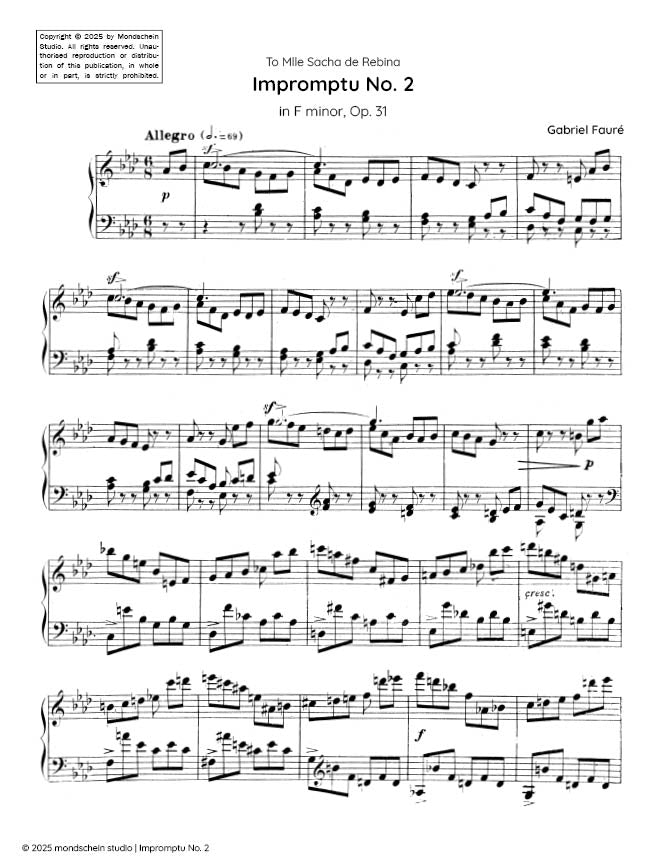 Faure - Impromptu No. 2 in F minor, Op. 31 - Mondschein Studio - Piano (Digital Download)