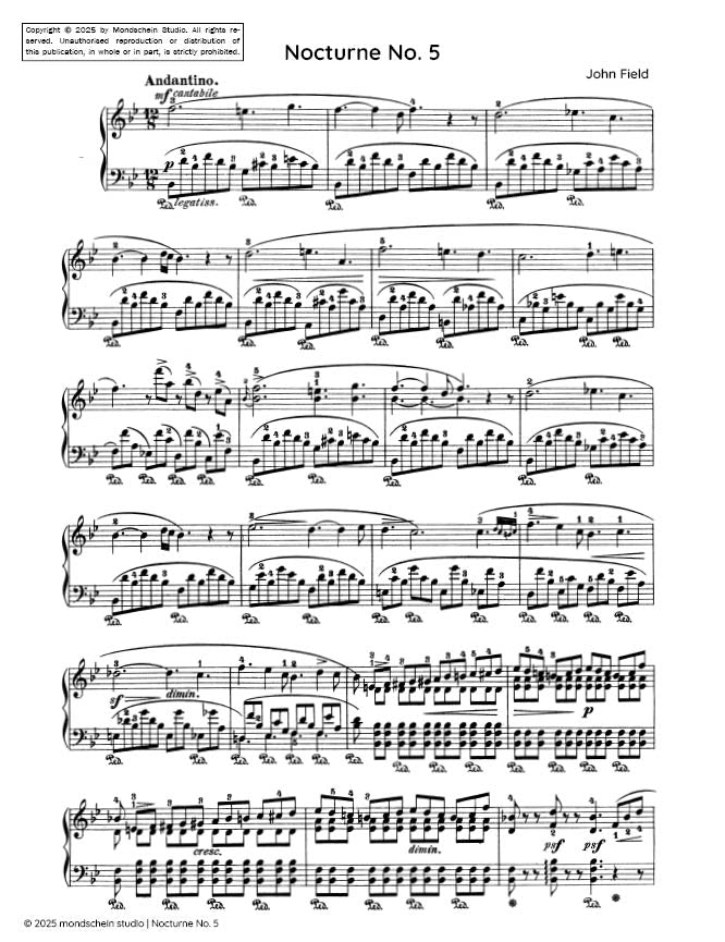 Field - Nocturne No. 5 in B-flat major, H 37 - Mondschein Studio - Piano (Digital Download)
